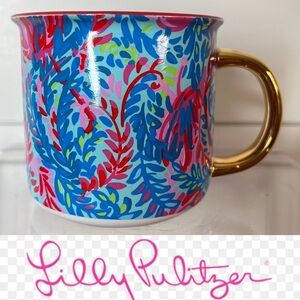 Lilly Pulitzer 12 oz. ‘Holidaze’ Surf Blue Cup in‎ Blue, Pink & Gold.